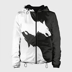 Куртка с капюшоном женская Волк инь ян, цвет: 3D-черный