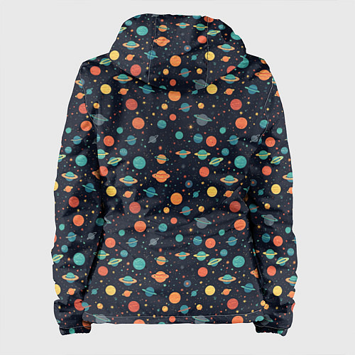 Женская куртка Темный космос с планетами паттерн / 3D-Черный – фото 2