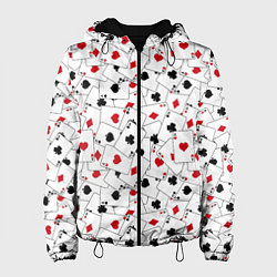 Куртка с капюшоном женская Карточные тузы, цвет: 3D-черный