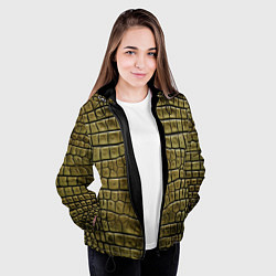 Куртка с капюшоном женская Текстура кожи крокодила, цвет: 3D-черный — фото 2
