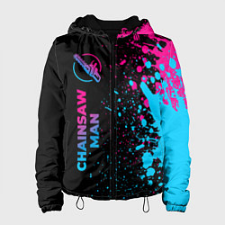 Куртка с капюшоном женская Chainsaw Man - neon gradient: по-вертикали, цвет: 3D-черный