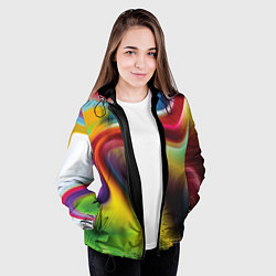Куртка с капюшоном женская Rainbow waves, цвет: 3D-черный — фото 2