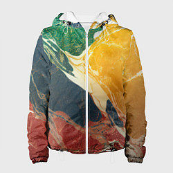 Куртка с капюшоном женская Мраморная радуга, цвет: 3D-белый