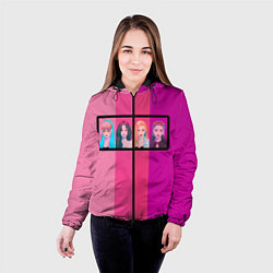 Куртка с капюшоном женская Группа Black pink на фоне оттенков розового, цвет: 3D-черный — фото 2