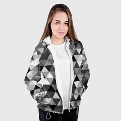 Куртка с капюшоном женская Геометрические фигуры треугольник, цвет: 3D-белый — фото 2