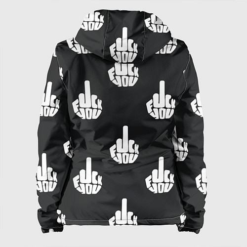 Женская куртка С факами на английском - паттерн / 3D-Черный – фото 2