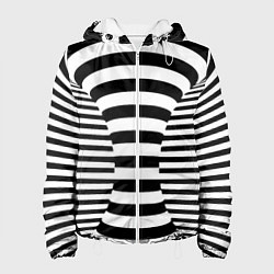 Куртка с капюшоном женская Черно-белая иллюзия, цвет: 3D-белый