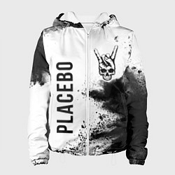Куртка с капюшоном женская Placebo и рок символ на светлом фоне, цвет: 3D-белый