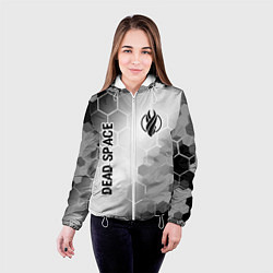 Куртка с капюшоном женская Dead Space glitch на светлом фоне: надпись, символ, цвет: 3D-белый — фото 2
