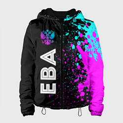 Куртка с капюшоном женская Ева и неоновый герб России: по-вертикали, цвет: 3D-черный