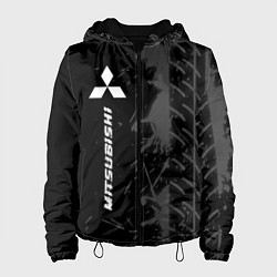 Куртка с капюшоном женская Mitsubishi speed на темном фоне со следами шин: по, цвет: 3D-черный