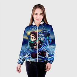 Куртка с капюшоном женская Танджиро Камадо Клинок, рассекающий демонов, цвет: 3D-белый — фото 2