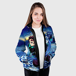 Куртка с капюшоном женская Танджиро Камадо Клинок, рассекающий демонов, цвет: 3D-черный — фото 2