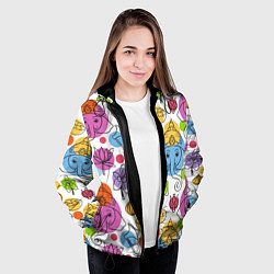 Куртка с капюшоном женская Индийские слоники, цвет: 3D-черный — фото 2