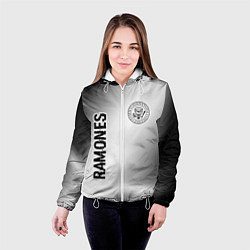 Куртка с капюшоном женская Ramones glitch на светлом фоне: надпись, символ, цвет: 3D-белый — фото 2