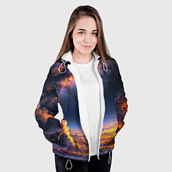 Куртка с капюшоном женская Млечный путь и облака на закате, цвет: 3D-белый — фото 2