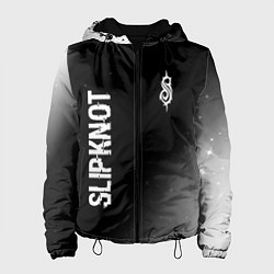 Куртка с капюшоном женская Slipknot glitch на темном фоне: надпись, символ, цвет: 3D-черный