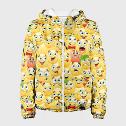 Куртка с капюшоном женская Смайлики - эмоции, цвет: 3D-белый