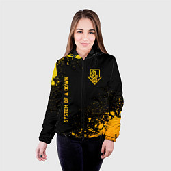 Куртка с капюшоном женская System of a Down - gold gradient: надпись, символ, цвет: 3D-черный — фото 2