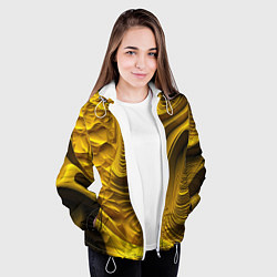 Куртка с капюшоном женская Объемная желтая текстура, цвет: 3D-белый — фото 2