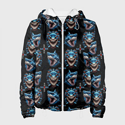 Куртка с капюшоном женская Shark - pattern, цвет: 3D-белый