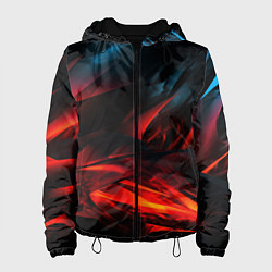 Куртка с капюшоном женская Red black abstract, цвет: 3D-черный