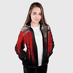 Куртка с капюшоном женская Черная белая и красная краска, цвет: 3D-черный — фото 2