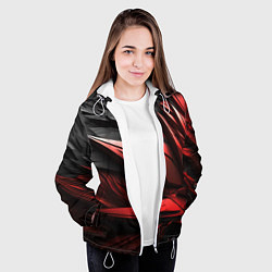 Куртка с капюшоном женская Объемные красные элементы, цвет: 3D-белый — фото 2