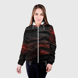 Куртка с капюшоном женская Black red texture, цвет: 3D-белый — фото 2