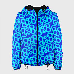 Куртка с капюшоном женская Логотип Барби - синий паттерн, цвет: 3D-черный