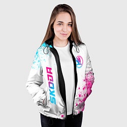 Куртка с капюшоном женская Skoda neon gradient style: надпись, символ, цвет: 3D-черный — фото 2