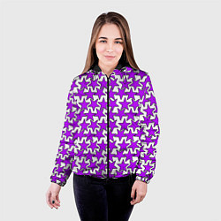 Куртка с капюшоном женская Ретро звёзды фиолетовые, цвет: 3D-черный — фото 2