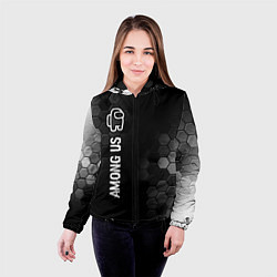 Куртка с капюшоном женская Among Us glitch на темном фоне: по-вертикали, цвет: 3D-черный — фото 2