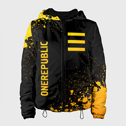 Куртка с капюшоном женская OneRepublic - gold gradient: надпись, символ, цвет: 3D-черный