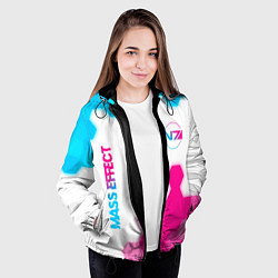 Куртка с капюшоном женская Mass Effect neon gradient style: надпись, символ, цвет: 3D-черный — фото 2