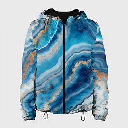 Куртка с капюшоном женская Текстура голубого океанического агата, цвет: 3D-черный