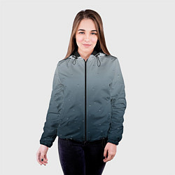 Куртка с капюшоном женская Серый градиент капли, цвет: 3D-черный — фото 2