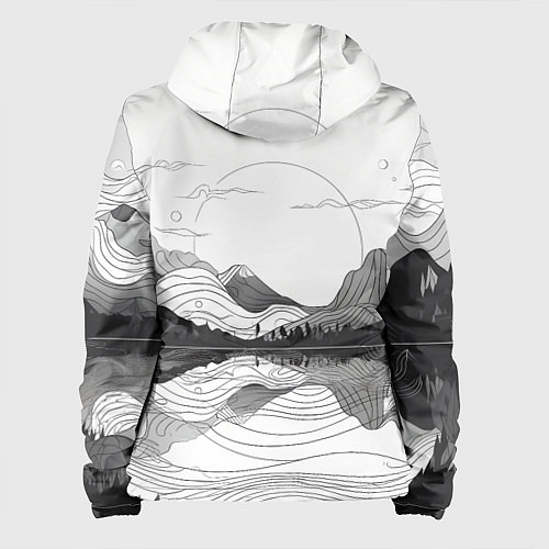 Женская куртка Минималистичный пейзаж чб / 3D-Черный – фото 2