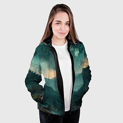 Куртка с капюшоном женская Космическая ночь в горах, цвет: 3D-черный — фото 2