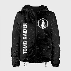 Куртка с капюшоном женская Tomb Raider glitch на темном фоне: надпись, символ, цвет: 3D-черный