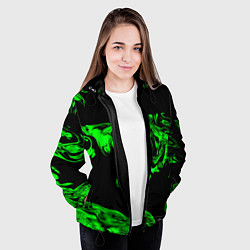 Куртка с капюшоном женская Зеленый светящийся дым, цвет: 3D-черный — фото 2