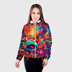 Куртка с капюшоном женская Кислотные чудики, цвет: 3D-белый — фото 2
