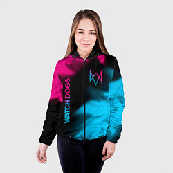 Куртка с капюшоном женская Watch Dogs - neon gradient: надпись, символ, цвет: 3D-черный — фото 2