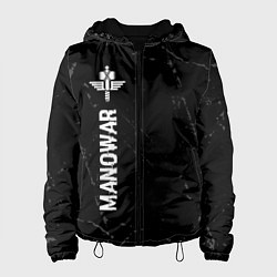 Куртка с капюшоном женская Manowar glitch на темном фоне: по-вертикали, цвет: 3D-черный