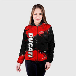 Куртка с капюшоном женская Ducati - красная униформа с красками, цвет: 3D-черный — фото 2