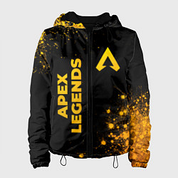 Куртка с капюшоном женская Apex Legends - gold gradient: надпись, символ, цвет: 3D-черный
