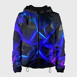 Куртка с капюшоном женская Разлом плит из неона, цвет: 3D-черный