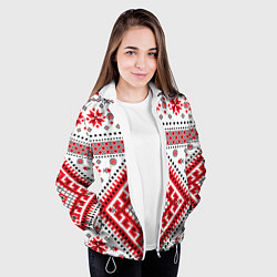 Куртка с капюшоном женская Удмуртская роспись, цвет: 3D-белый — фото 2