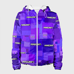 Куртка с капюшоном женская Minecraft pattern logo, цвет: 3D-белый