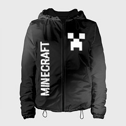 Куртка с капюшоном женская Minecraft glitch на темном фоне: надпись, символ, цвет: 3D-черный